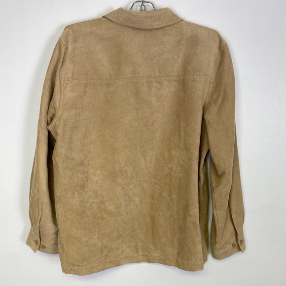 Croft & Barrow Tan Faux Suede Long Sleeve Button Down Collared Shirt - Picture 11 of 16